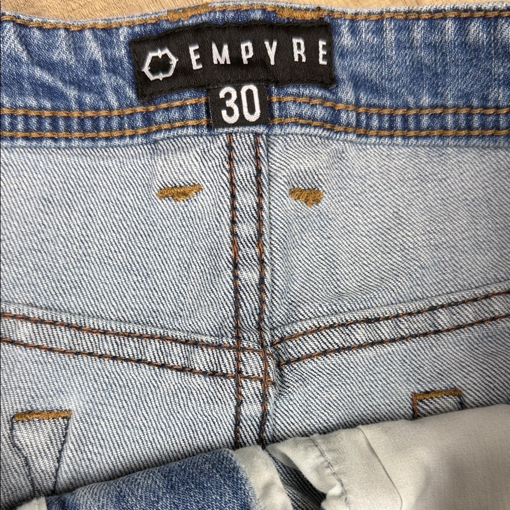 Empyre Men’s Skeletor Skater Distressed Light Blue‎ Ripped Slim Fit Jeans. Sz 30 - Picture 2 of 6